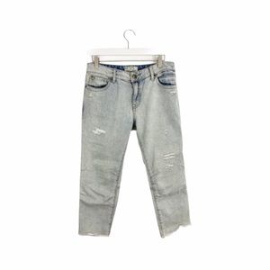 Free People Distressed Raw Hem Cropped Jeans